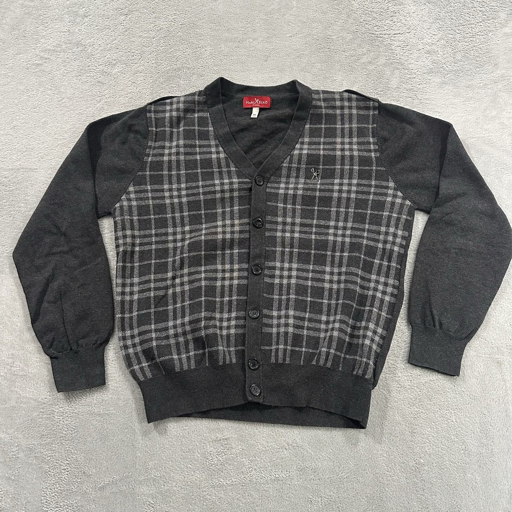 Marc Ecko Cut&Sew Button Sweater Cardigan Men XL Gray Y2K Preppy